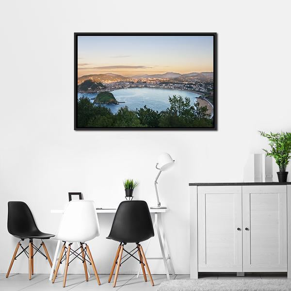 Bay Of San Sebastian Panoramic Canvas Wall Art-1 Piece-36" x 12"-Tiaracle