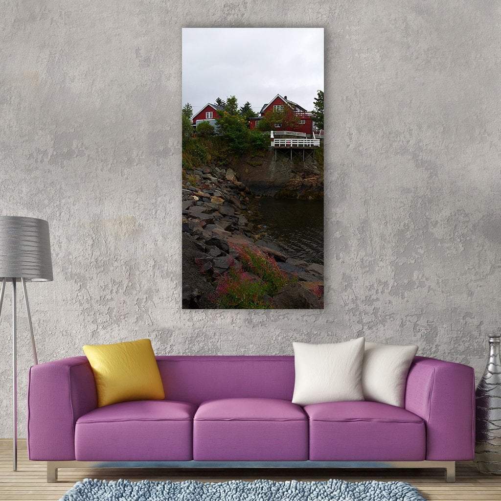 Bay Stones Beach Norway Vertical Canvas Wall Art-1 Vertical-Gallery Wrap-12" x 24"-Tiaracle