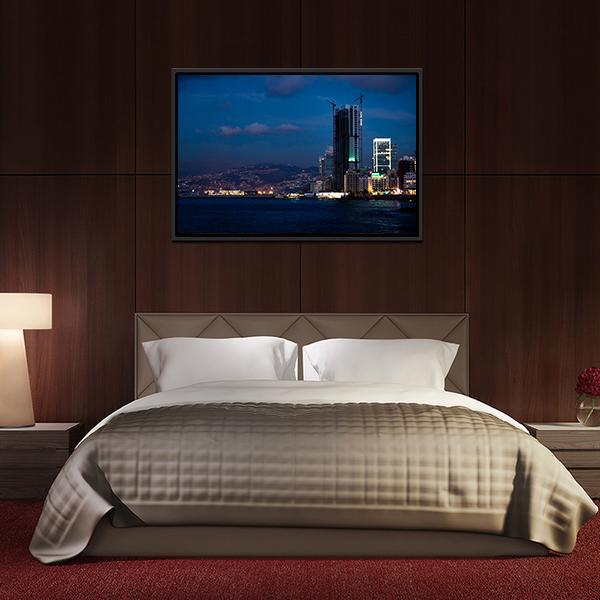 Bay With Skyscraper Lebanon Canvas Wall Art-3 Horizontal-Gallery Wrap-25" x 16"-Tiaracle