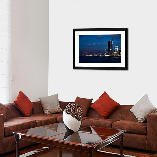 Bay With Skyscraper Lebanon Canvas Wall Art-3 Horizontal-Gallery Wrap-25" x 16"-Tiaracle