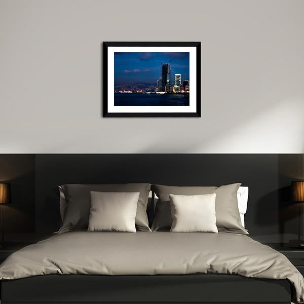 Bay With Skyscraper Lebanon Canvas Wall Art-3 Horizontal-Gallery Wrap-25" x 16"-Tiaracle