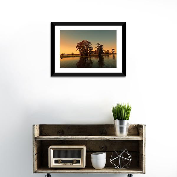 Bayou & Cypress Trees Canvas Wall Art-1 Piece-Framed Print-20" x 16"-Tiaracle