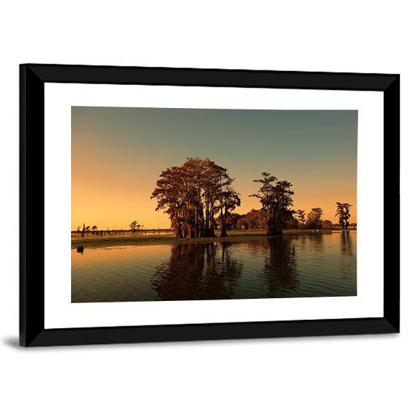 Bayou & Cypress Trees Canvas Wall Art-3 Horizontal-Gallery Wrap-25" x 16"-Tiaracle