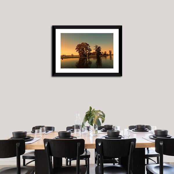 Bayou & Cypress Trees Canvas Wall Art-3 Horizontal-Gallery Wrap-25" x 16"-Tiaracle