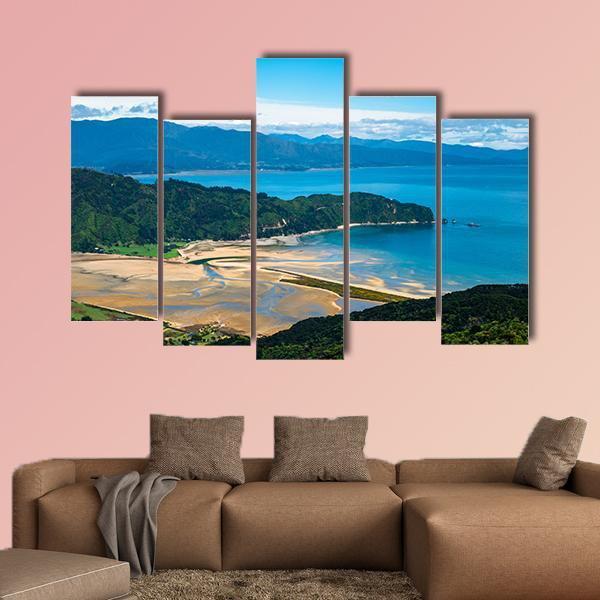 Beach &amp; Coastline New Zealand Canvas Wall Art-5 Pop-Gallery Wrap-47" x 32"-Tiaracle