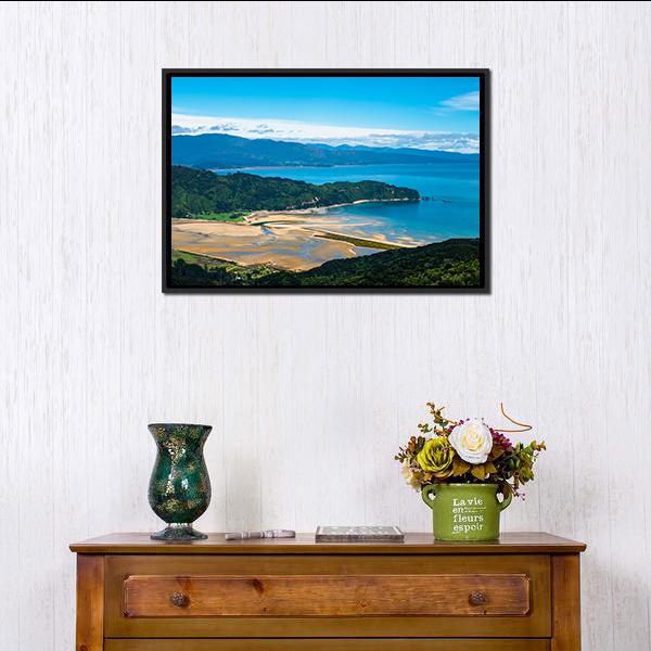 Beach & Coastline New Zealand Canvas Wall Art-1 Piece-Floating Frame-24" x 16"-Tiaracle