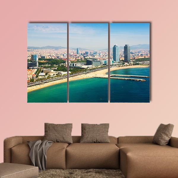Aerial View Of Barcelona Canvas Wall Art-3 Horizontal-Gallery Wrap-37" x 24"-Tiaracle
