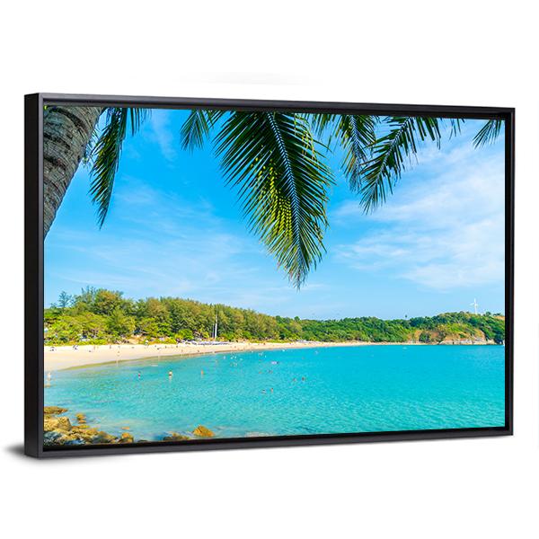 Palm Tree Paradise Island Canvas Wall Art-3 Horizontal-Gallery Wrap-25" x 16"-Tiaracle