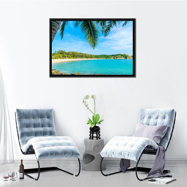 Palm Tree Paradise Island Canvas Wall Art-3 Horizontal-Gallery Wrap-25" x 16"-Tiaracle