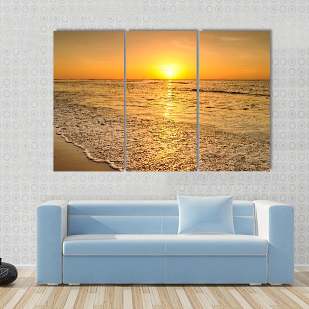 Beach & Sea Sunset Thailand Canvas Wall Art-3 Horizontal-Gallery Wrap-37" x 24"-Tiaracle