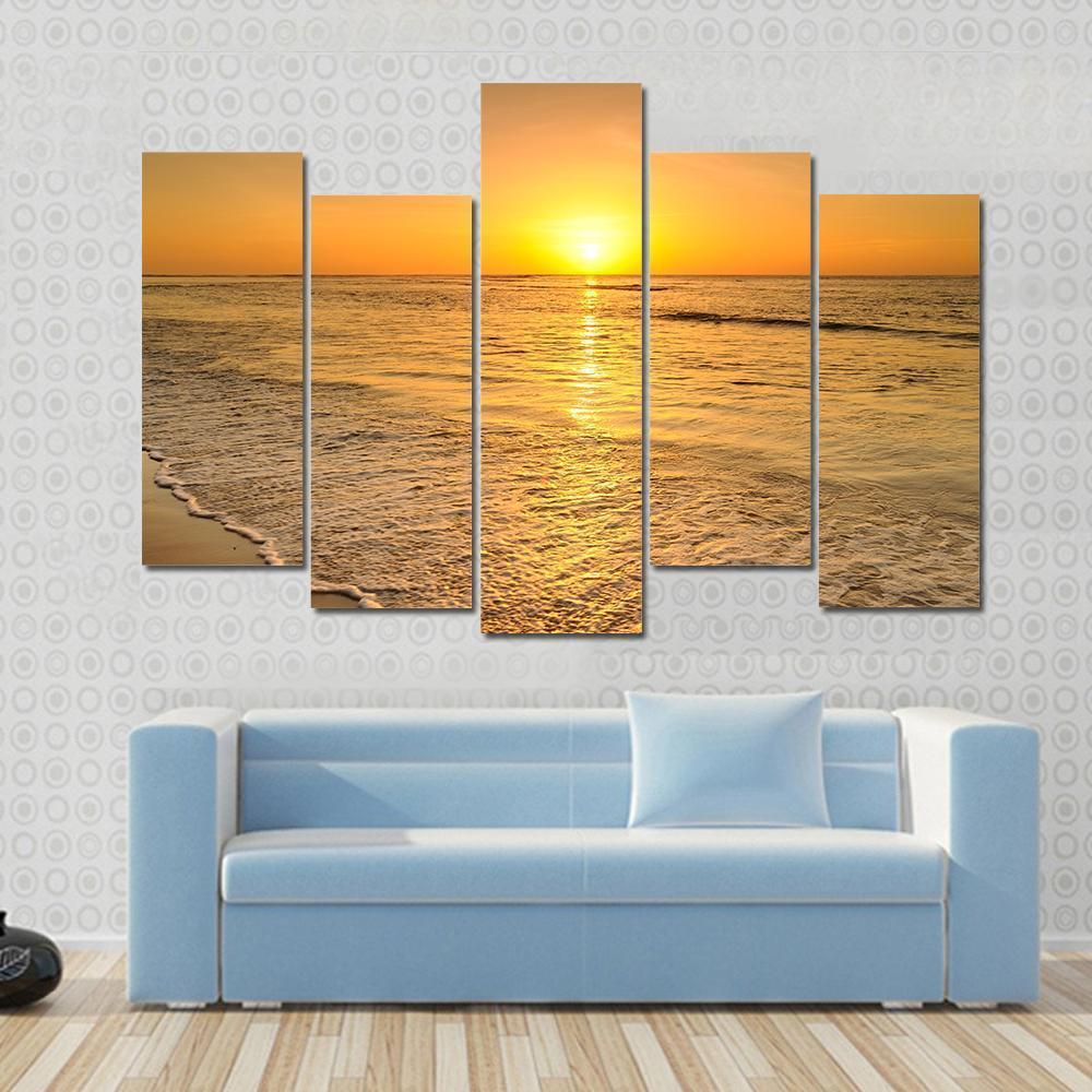 Beach &amp; Sea Sunset Thailand Canvas Wall Art-5 Pop-Gallery Wrap-47" x 32"-Tiaracle