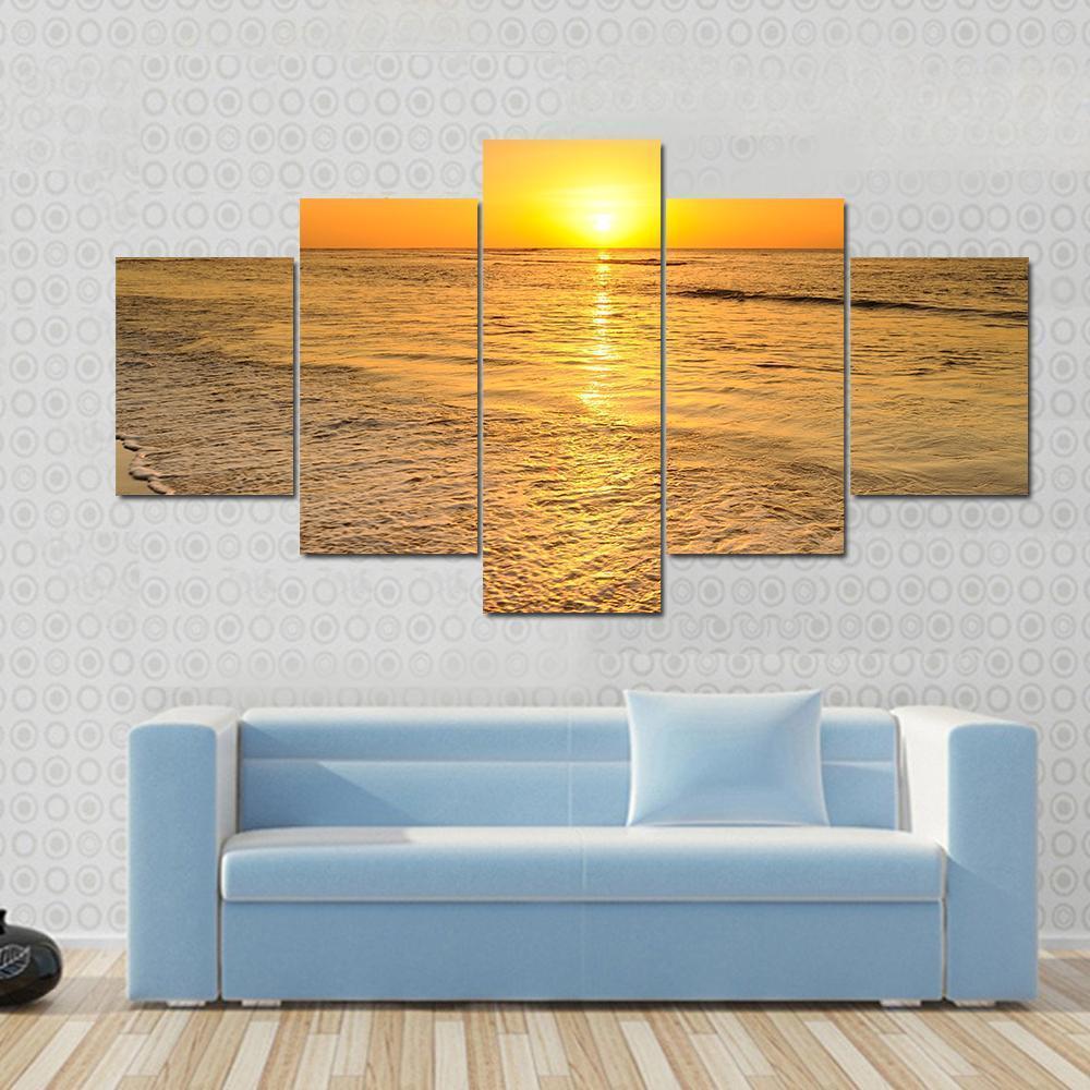 Beach & Sea Sunset Thailand Canvas Wall Art-5 Star-Gallery Wrap-62" x 32"-Tiaracle