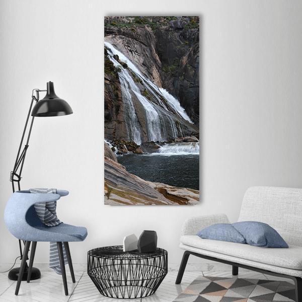 Waterfall In Ezaro Spain Vertical Canvas Wall Art-1 Vertical-Gallery Wrap-12" x 24"-Tiaracle