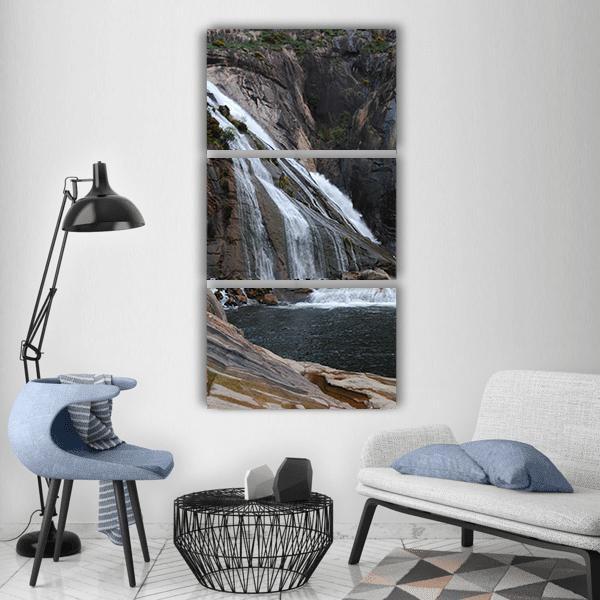 Waterfall In Ezaro Spain Vertical Canvas Wall Art-3 Vertical-Gallery Wrap-12" x 25"-Tiaracle