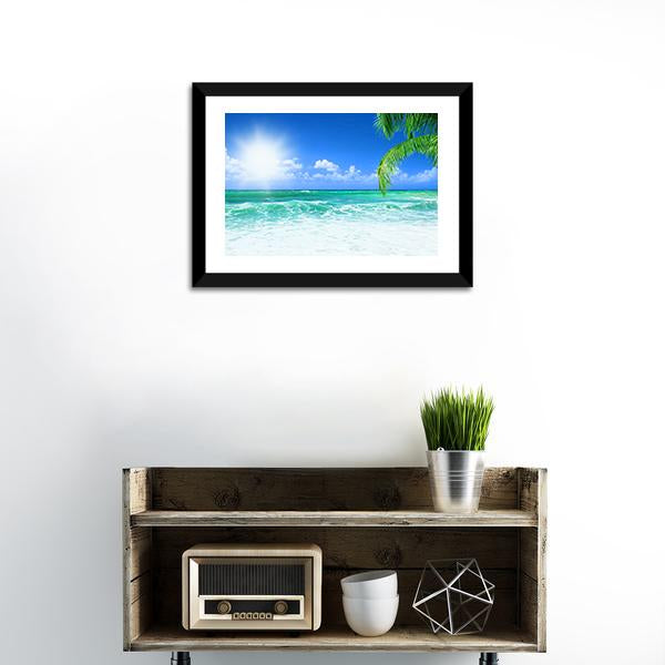 Beach At Day Time Canvas Wall Art-1 Piece-Framed Print-20" x 16"-Tiaracle