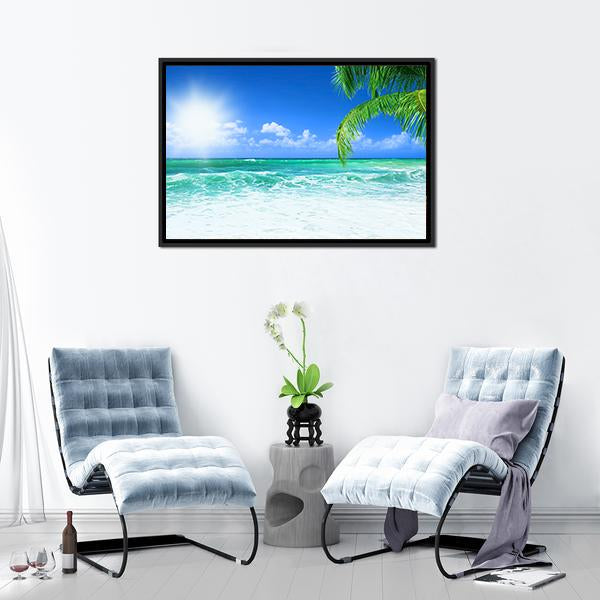 Beach At Day Time Canvas Wall Art-3 Horizontal-Gallery Wrap-25" x 16"-Tiaracle