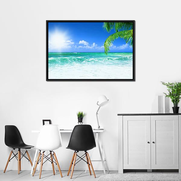 Beach At Day Time Canvas Wall Art-3 Horizontal-Gallery Wrap-25" x 16"-Tiaracle