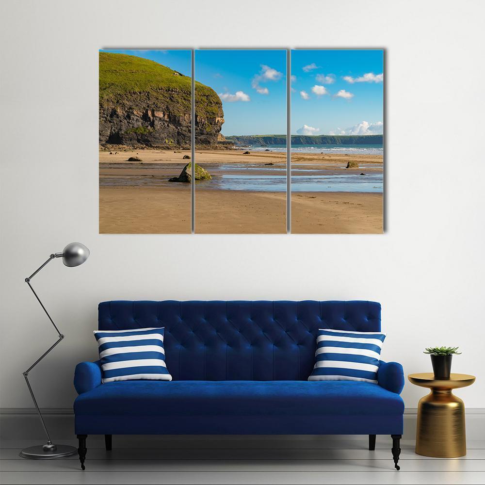 Beach At Druidston Haven Canvas Wall Art-3 Horizontal-Gallery Wrap-37" x 24"-Tiaracle