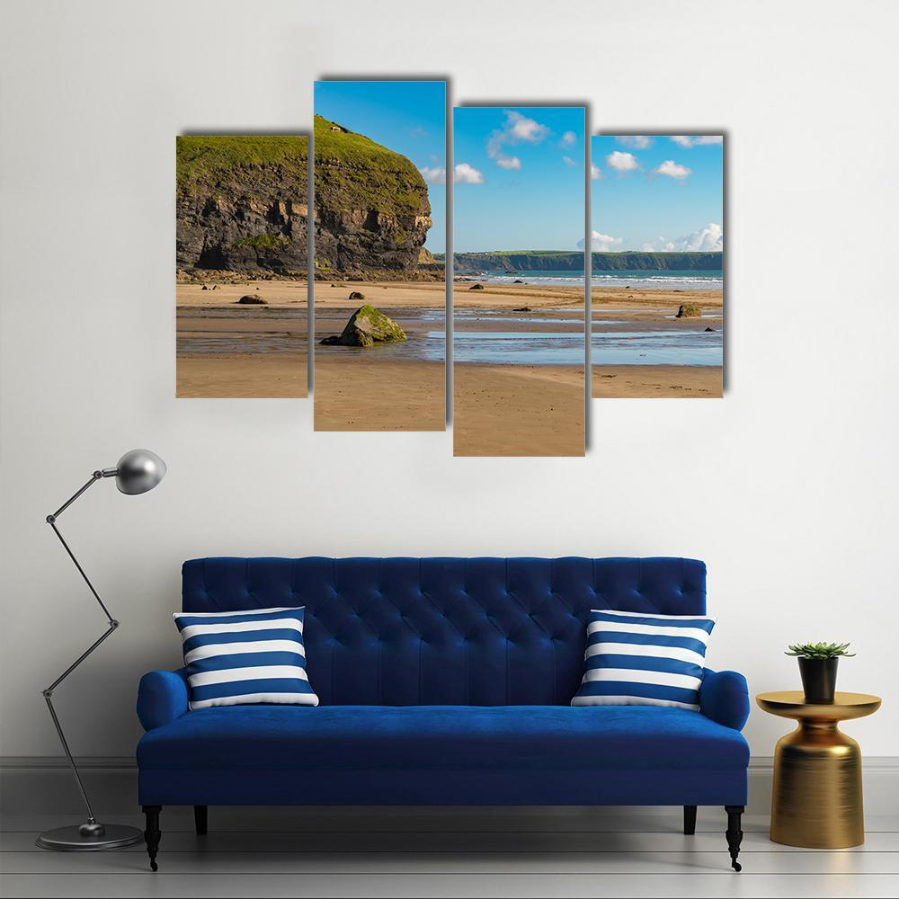 Beach At Druidston Haven Canvas Wall Art-4 Pop-Gallery Wrap-50" x 32"-Tiaracle