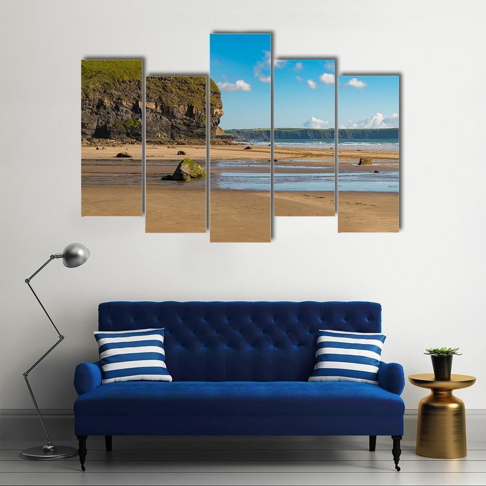 Beach At Druidston Haven Canvas Wall Art-5 Pop-Gallery Wrap-47" x 32"-Tiaracle