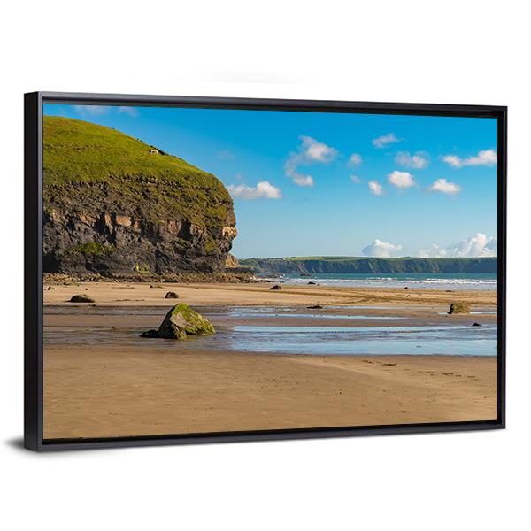 Beach At Druidston Haven Canvas Wall Art-3 Horizontal-Gallery Wrap-25" x 16"-Tiaracle