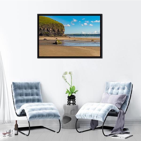 Beach At Druidston Haven Canvas Wall Art-3 Horizontal-Gallery Wrap-25" x 16"-Tiaracle