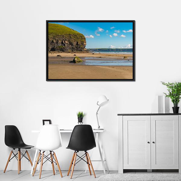 Beach At Druidston Haven Canvas Wall Art-3 Horizontal-Gallery Wrap-25" x 16"-Tiaracle