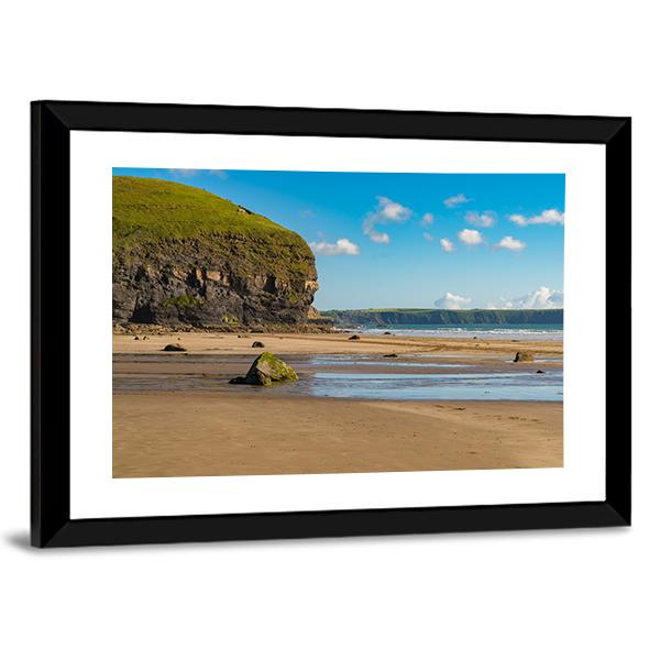 Beach At Druidston Haven Canvas Wall Art-3 Horizontal-Gallery Wrap-25" x 16"-Tiaracle
