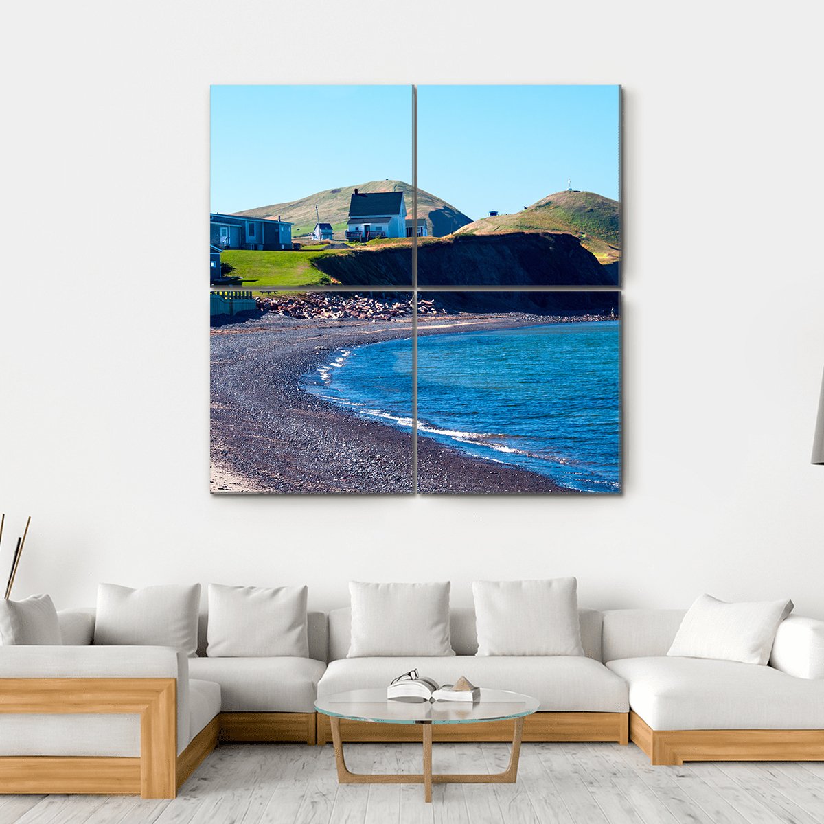 Beach At La Grave Canvas Wall Art-4 Square-Gallery Wrap-17" x 17"-Tiaracle