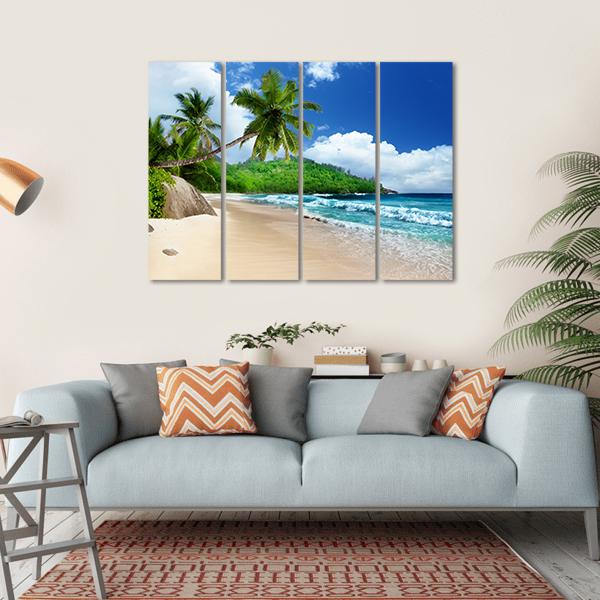 Beach At Mahe Island Canvas Wall Art-4 Horizontal-Gallery Wrap-34" x 24"-Tiaracle