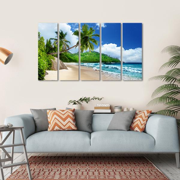 Beach At Mahe Island Canvas Wall Art-5 Horizontal-Gallery Wrap-22" x 12"-Tiaracle