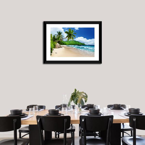 Beach At Mahe Island Canvas Wall Art-5 Horizontal-Gallery Wrap-22" x 12"-Tiaracle