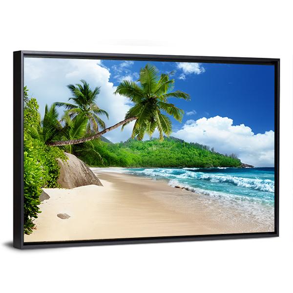Beach At Mahe Island Canvas Wall Art-3 Horizontal-Gallery Wrap-25" x 16"-Tiaracle