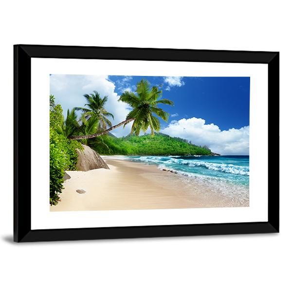 Beach At Mahe Island Canvas Wall Art-3 Horizontal-Gallery Wrap-25" x 16"-Tiaracle