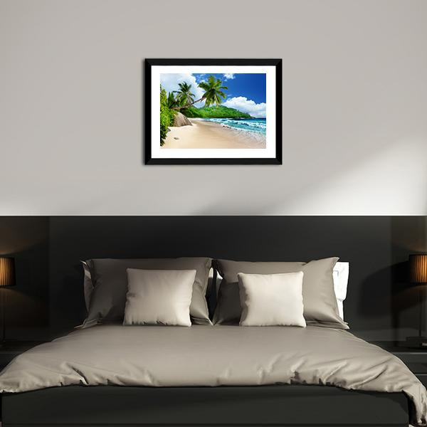 Beach At Mahe Island Canvas Wall Art-3 Horizontal-Gallery Wrap-25" x 16"-Tiaracle
