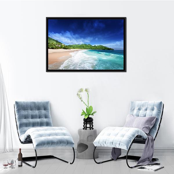 Beach At Mahe island Seychelles Canvas Wall Art-5 Horizontal-Gallery Wrap-22" x 12"-Tiaracle