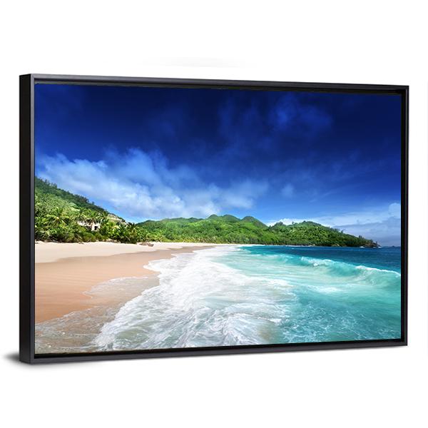 Beach At Mahe island Seychelles Canvas Wall Art-3 Horizontal-Gallery Wrap-25" x 16"-Tiaracle