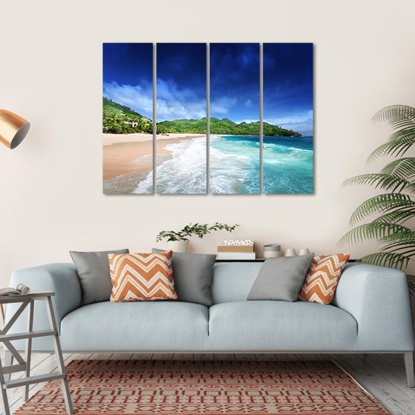 Beach At Mahe island Seychelles Canvas Wall Art-4 Horizontal-Gallery Wrap-34" x 24"-Tiaracle