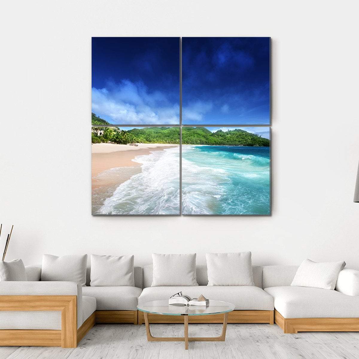 Beach At Mahe island Seychelles Canvas Wall Art-4 Square-Gallery Wrap-17" x 17"-Tiaracle