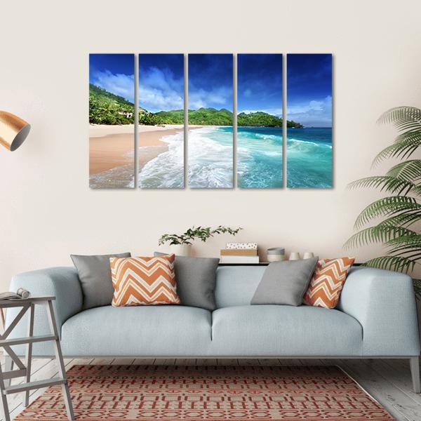 Beach At Mahe island Seychelles Canvas Wall Art-5 Horizontal-Gallery Wrap-22" x 12"-Tiaracle