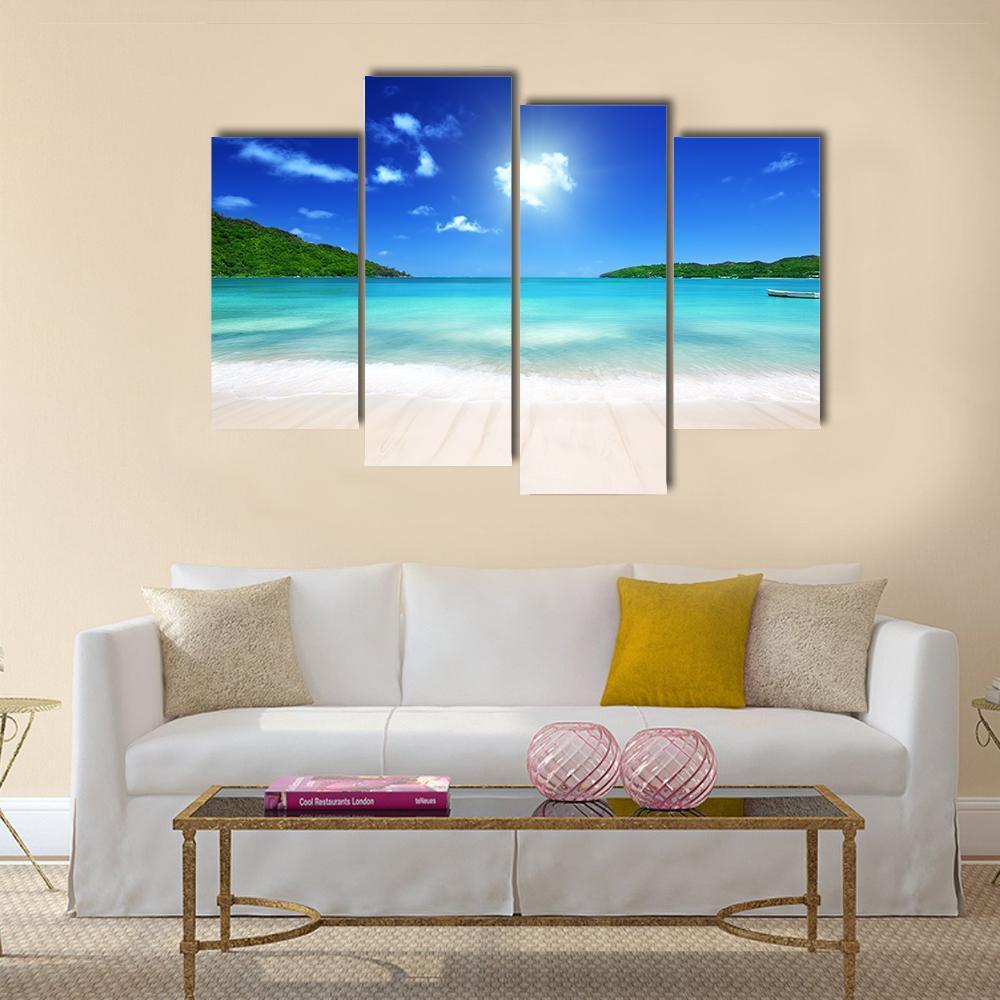 Beach At Prtaslin Island Canvas Wall Art-5 Pop-Gallery Wrap-47" x 32"-Tiaracle