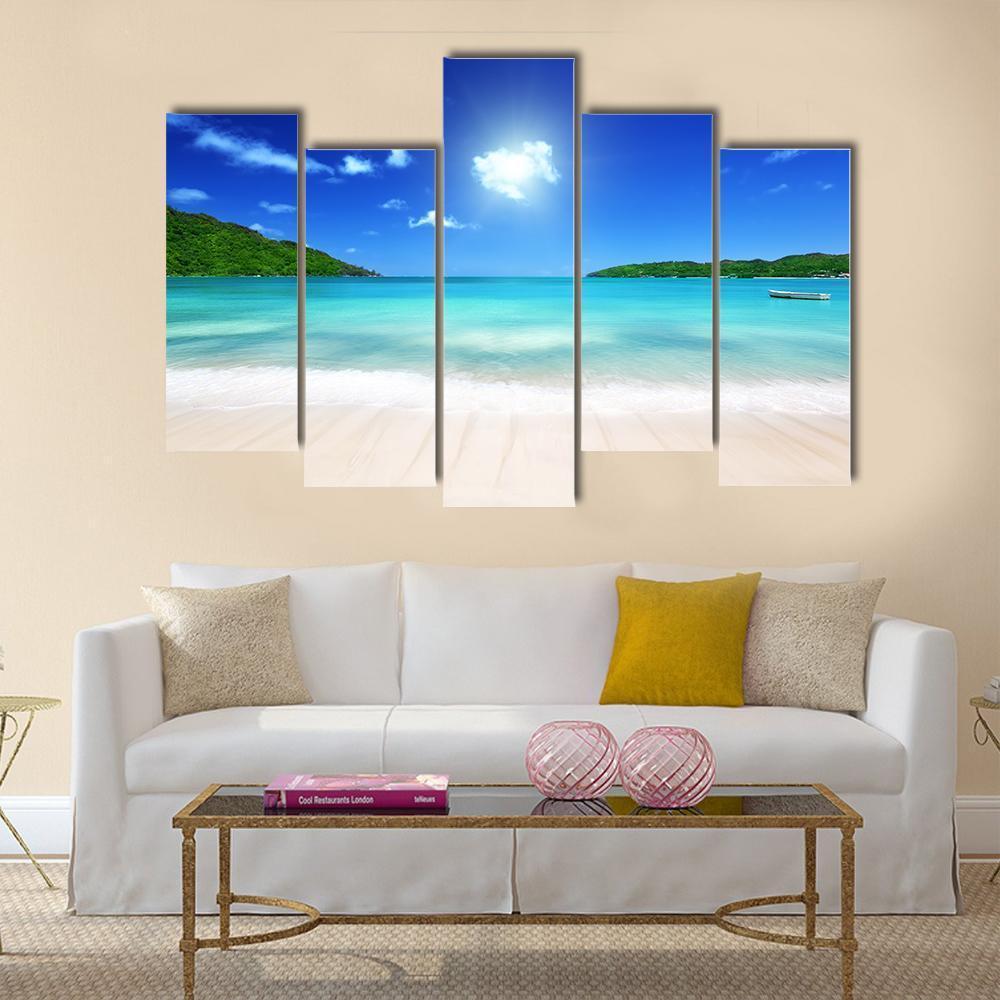 Beach At Prtaslin Island Canvas Wall Art-5 Pop-Gallery Wrap-47" x 32"-Tiaracle