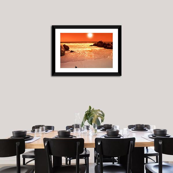 Beach At Sunset Canvas Wall Art-3 Horizontal-Gallery Wrap-25" x 16"-Tiaracle