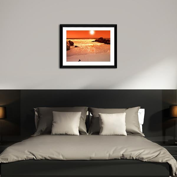 Beach At Sunset Canvas Wall Art-3 Horizontal-Gallery Wrap-25" x 16"-Tiaracle