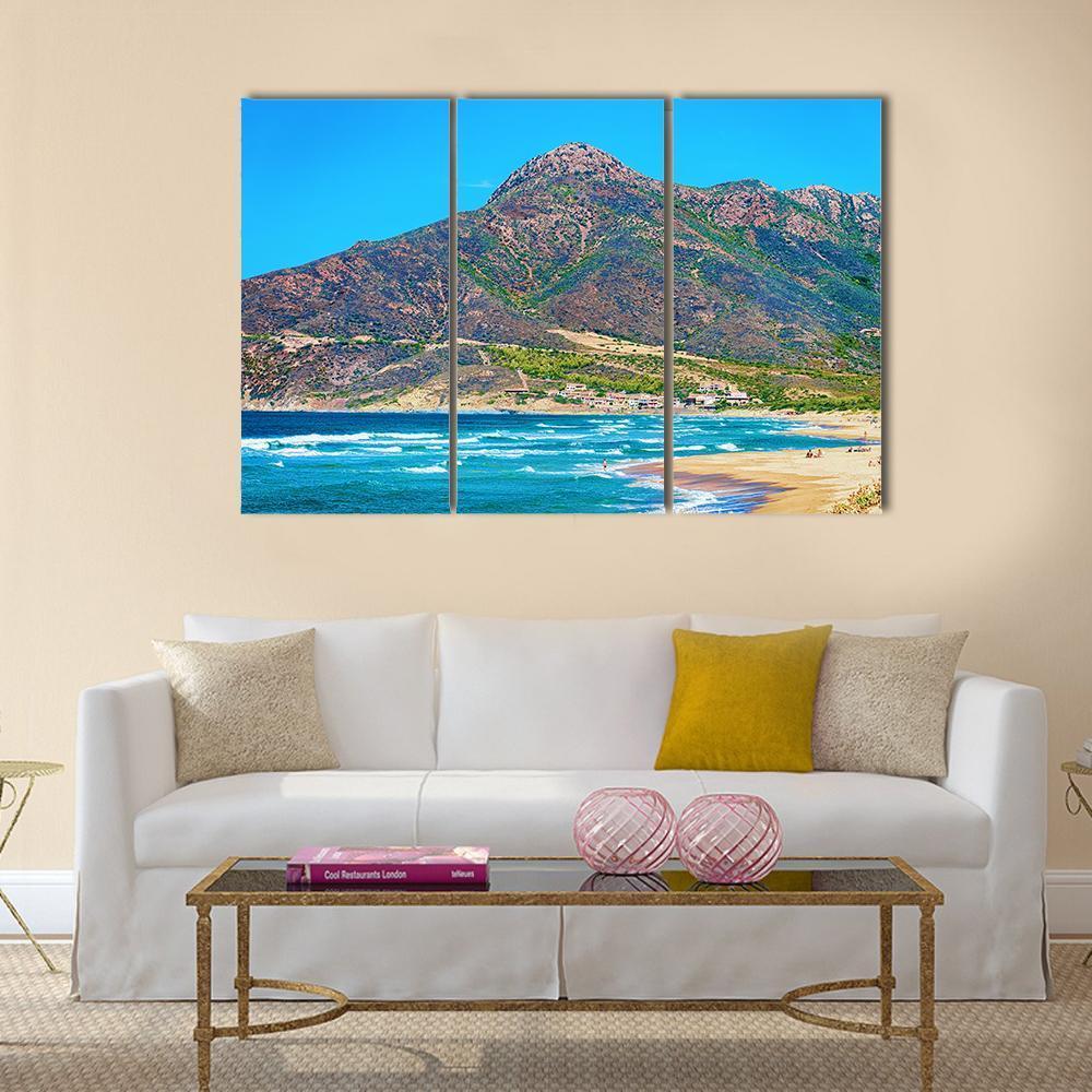 Mediterranean Sea In Buggerru Canvas Wall Art-3 Horizontal-Gallery Wrap-37" x 24"-Tiaracle