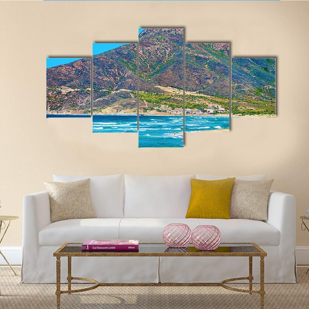 Mediterranean Sea In Buggerru Canvas Wall Art-5 Star-Gallery Wrap-62" x 32"-Tiaracle