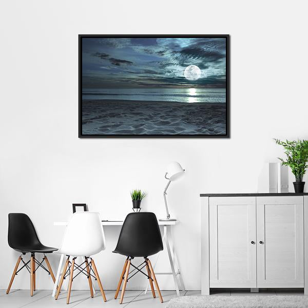 Beach At Twilight Time Canvas Wall Art-3 Horizontal-Gallery Wrap-25&quot; x 16&quot;-Tiaracle