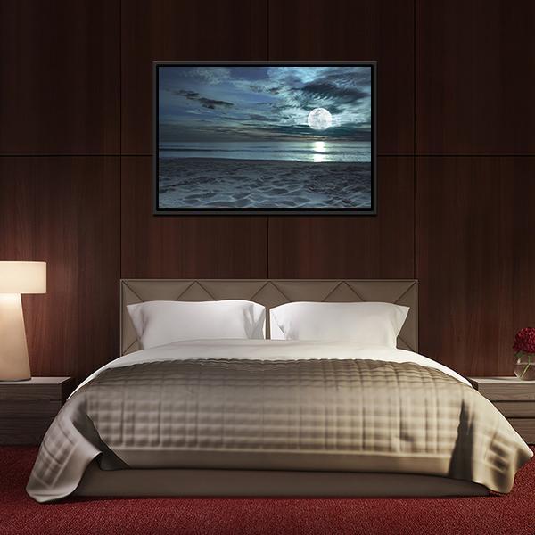 Beach At Twilight Time Canvas Wall Art-5 Horizontal-Gallery Wrap-22" x 12"-Tiaracle