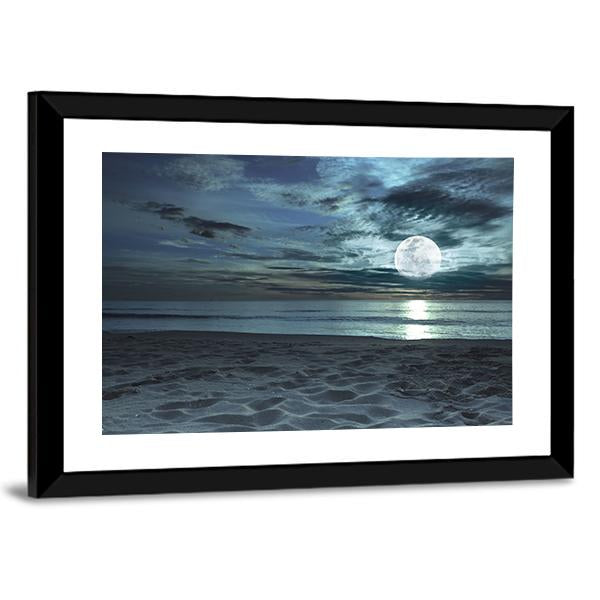 Beach At Twilight Time Canvas Wall Art-5 Horizontal-Gallery Wrap-22" x 12"-Tiaracle