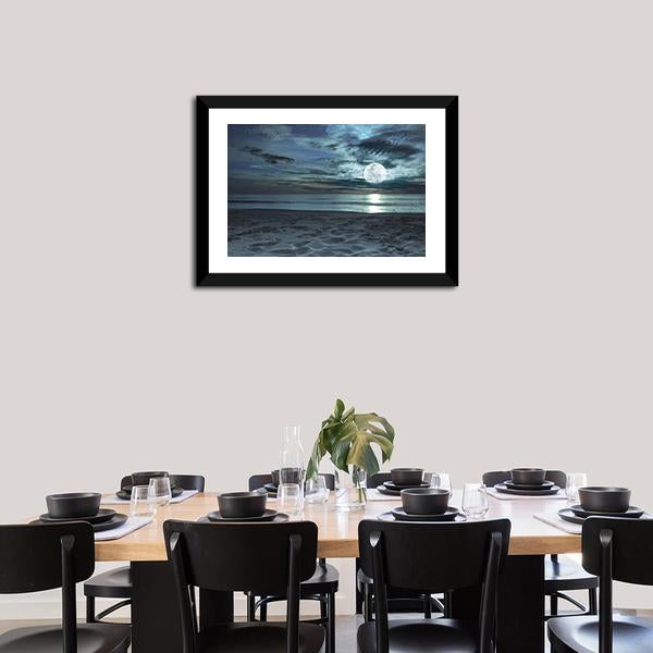 Beach At Twilight Time Canvas Wall Art-5 Horizontal-Gallery Wrap-22" x 12"-Tiaracle